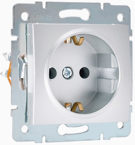 Розетка с заземлением без рамки Lezard Karina 1-м. матовое серебро картинка